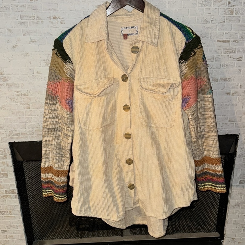 Pilcro Easygoing Shirt Jacket Button Up Corduroy Woven Knit Boho Western Shacket - Picture 9 of 14